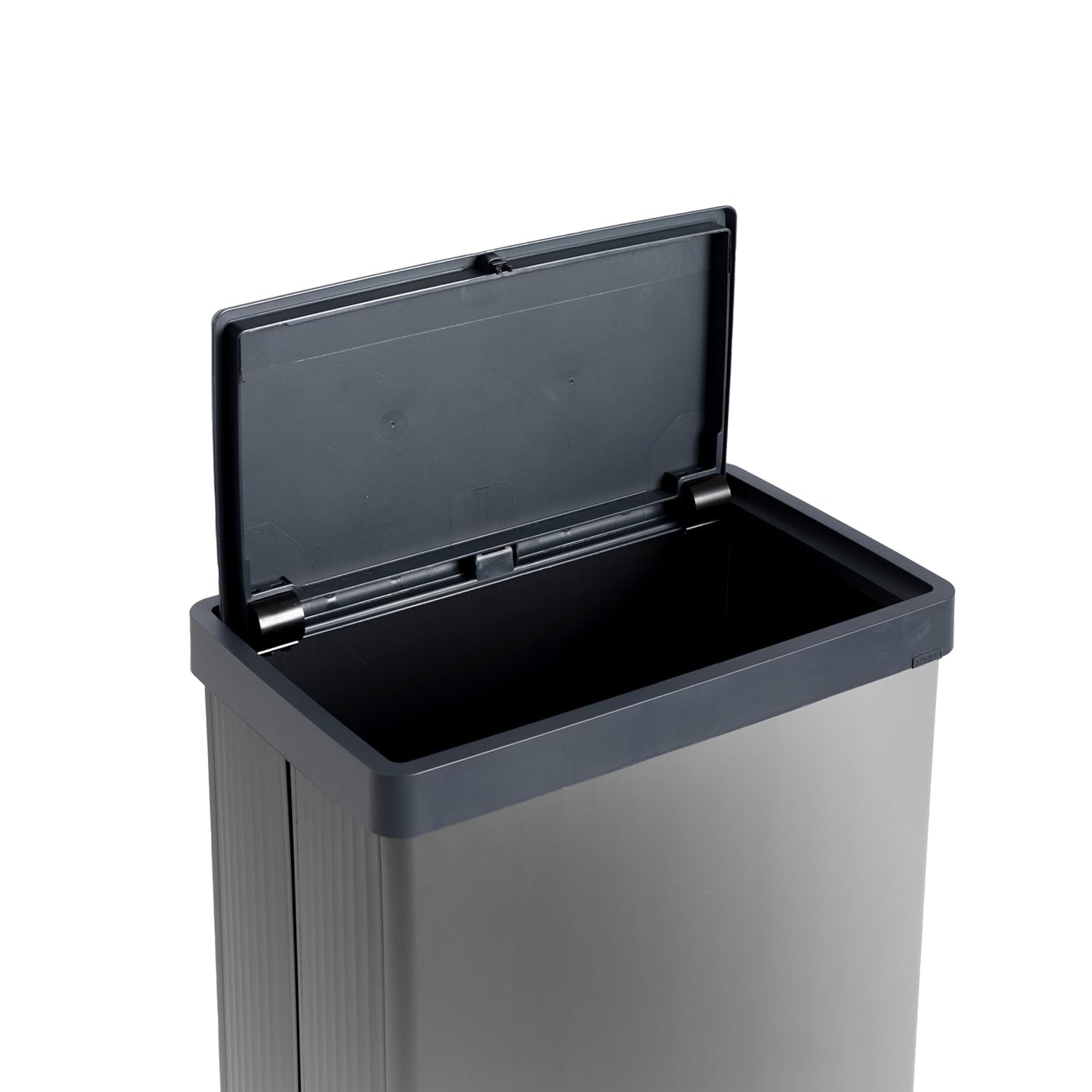 Curver Keter Verto - Cubo de basura de recogida selectiva, tapa a presión, doble compartimento, diseño elegante, reciclable, ideal para baño, salón u oficina, capacidad 54 litros, gris perla