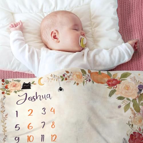Image of OLIVE OLIVIA Personalized Monthly Baby Milestone Blanket,50 inchx60 inch | Baby Months Blanket, Perfect Custom Newborn Gifts With Star Frame