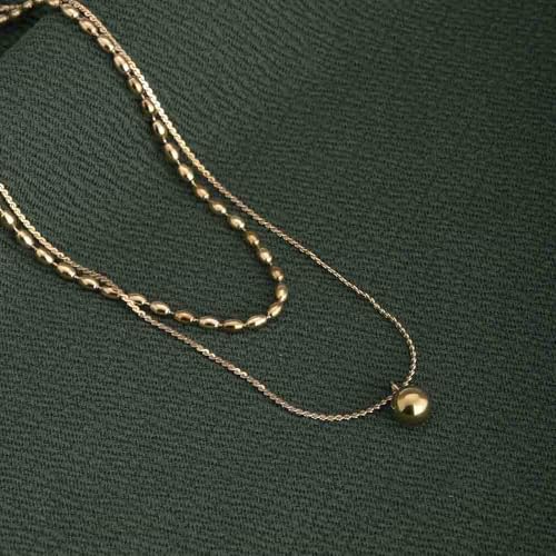 Image of PALMONAS 18k Gold Plated Two-Layered Bead Necklace for Women - Gift for Girls & Women | Waterproof & Anti-Tarnish Necklace