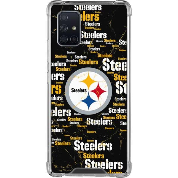 Skinit Clear Phone Case Compatible with Galaxy A71 5G - Officially Licensed NFL Pittsburgh Steelers Black Blast Design