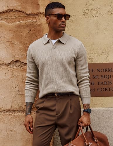 PJ PAUL JONES Mens Sweater V Neck Pullover Sweater Long Sleeve Cable Knit Textured Sweater4