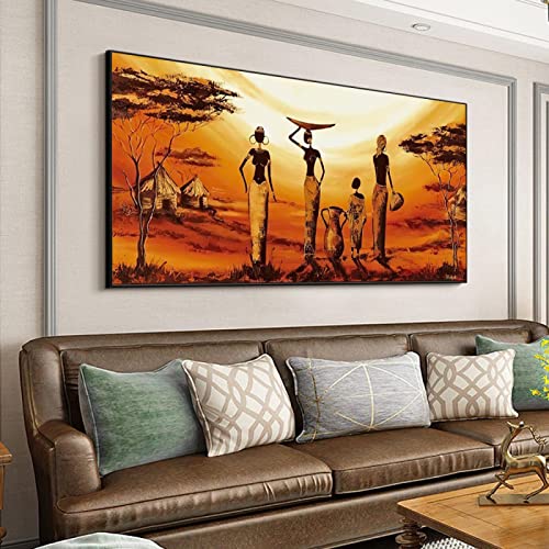 Art abstrait toile peinture femme africaine 30x60cm pour salon