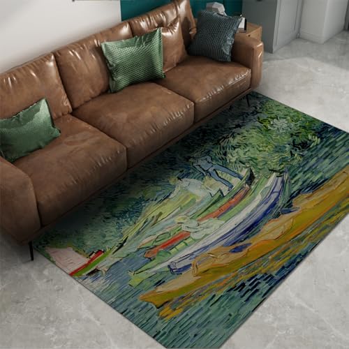 Tapis lavable Oevers Van De Oise Bij Auvers 160x230cm doux et résistant