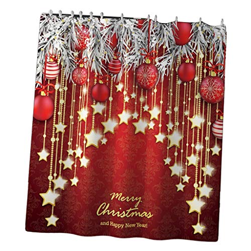 Tubayia Weihnachten Deko Badezimmer Zubehör Set Duschvorhang Badematte Toilettendeckelbezug Toilettenmatte – Bild 8