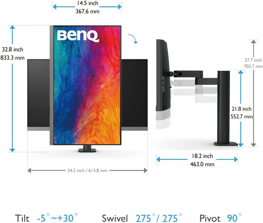 BenQ PD2706UA Monitor ErgoArm IPS 4K HDR da 27 pollici (68 cm), 95% P3,99% REC709 e sRGB, DeltaE≤ 3, Pantone Skintone validato, CAD/CAM e modalità di animazione, Auto Pivot, PIP/PBP, hub USB, HDMI, BenQ PD2706UA Monitor ErgoArm IPS 4K HDR da 27 pollici (68 cm), 95% P3,99% REC709 e sRGB, DeltaE≤ 3, Pantone Skintone validato, CAD/CAM e modalità di animazione, Auto Pivot, PIP/PBP, hub USB, HDMI,