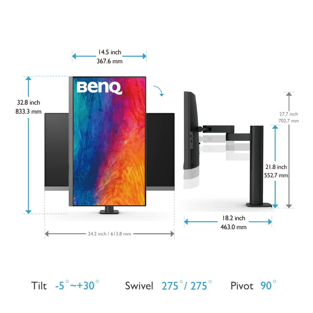 BenQ PD2706UA 27" 4K Monitor per Mac con 95% P3 e braccio ergonomico