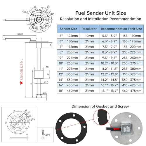Sensor de nivel de combustible de 200mm con lectura estable de 0-190 Ohm contra oscilaciones 6