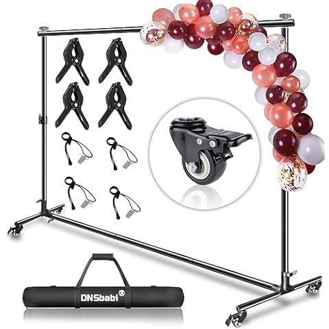Versatile Heavy Duty Backdrop Stand with Wheels, 10 * 7ft Adjustable Photo Background Stand, Banner Backdrop Stand for Parties/Photography/Birthday/Studio Cover