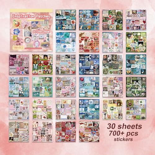 Image of 600+ Pcs Kawaii Food Stickers, 30 Sheets Cute Decals for Journals, Planners, Water Bottles & Scrapbooking, Acid-Free Vinyl (Pink)