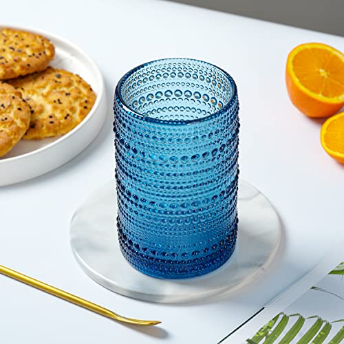 Awwaooaww Set Of 6 Hobnail Drinking Glasses,13 Oz Cornflower Vintage Drinking Glasses,Embossed Vintage Glassware Set For Beer, Water, Juice, Cocktail, Whiskey And Milk #TOP4