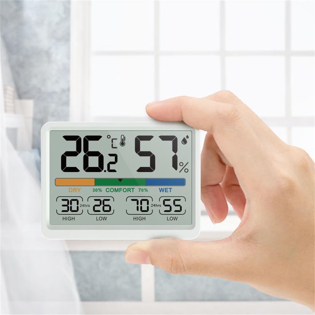 Digital Temperature Aand Humidity Meter Indoor Household Magnetic Suction with Clock Refrigerator