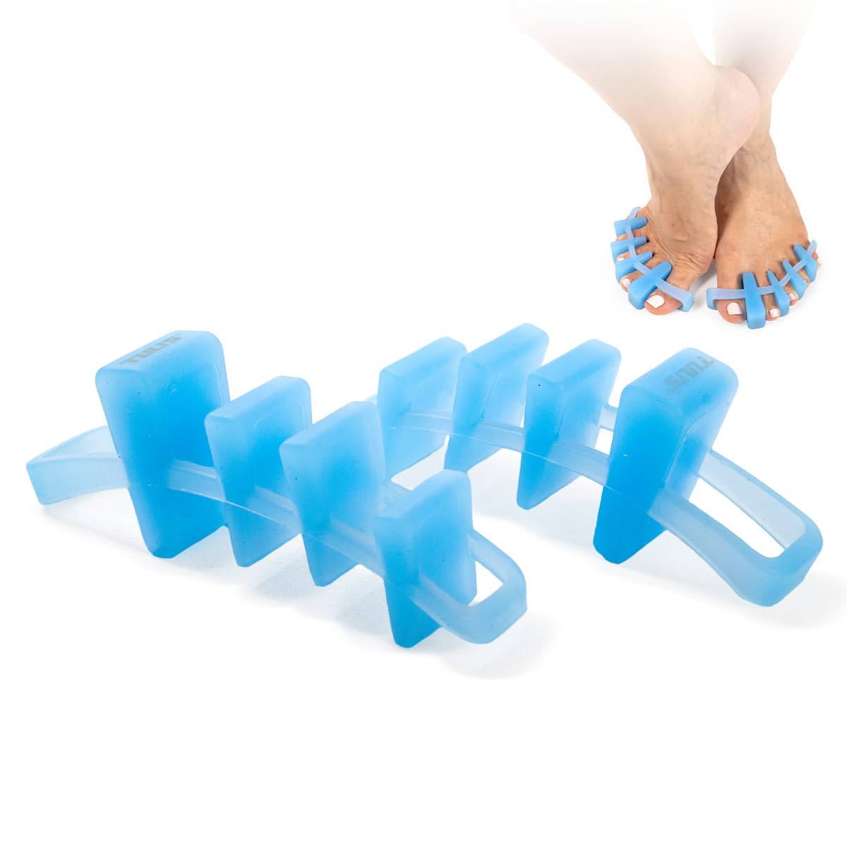 Tuli's Soft Moves – Separatori Dita Piedi Regolabili in Silicone Morbido – Allineamento, Alluce Valgo, Dita a Martello, Fascite Plantare e Neuroma di Morton – Taglia Unica, Blu