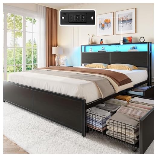 Rolanstar Full Size Bed Frame with Storage