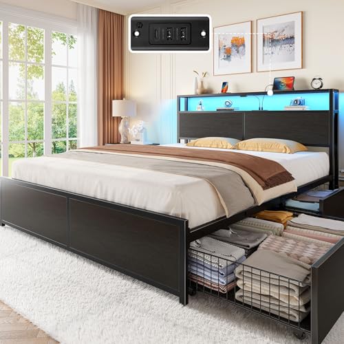 Rolanstar Queen 4-Drawer Bed Frame