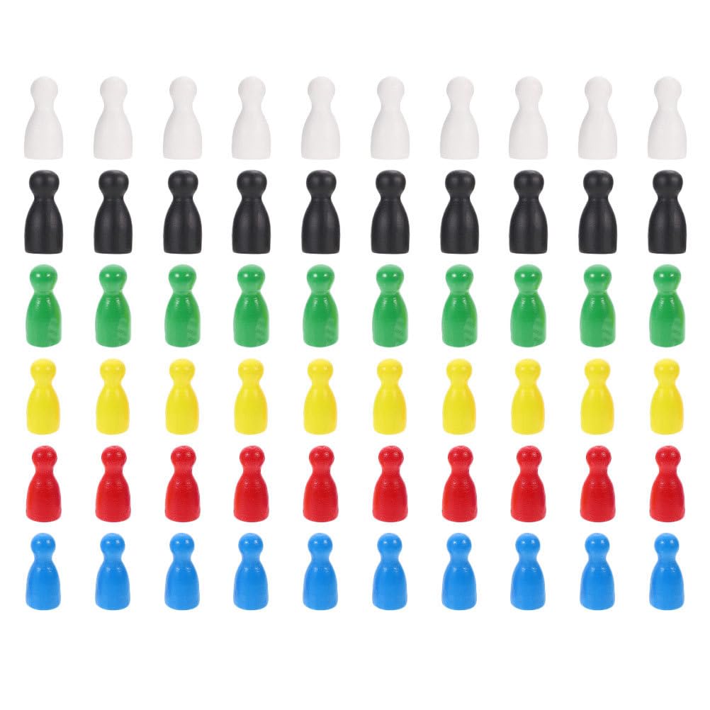 jojofuny 60pcs Wood Game Piece Color Pawn Chess Pieces Tabletop Game Component Fantasy Strategy Game Piece Tabletop Marker Replacement for Circus Agricola