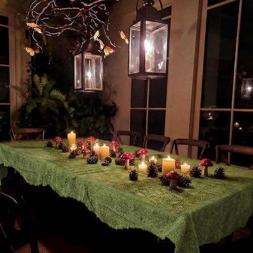 Enchanted Forest Decorations 6136 Inches Irregularly Artificial Dried Moss Table Runner Wonderland Tea Party Decoration Fairy Decor for Garden Spring Tea Party Holiday Wedding Dinner Birthday