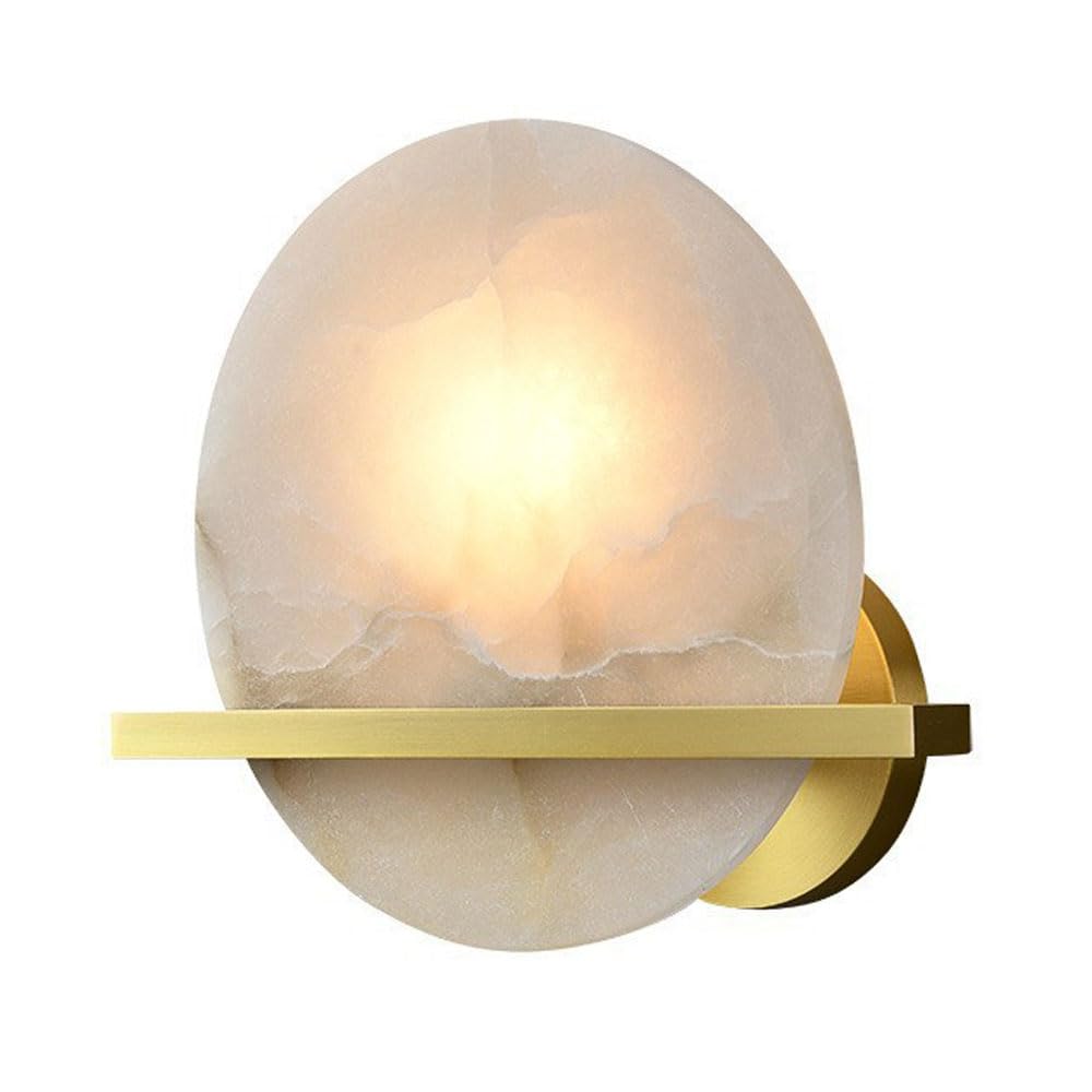 SSBHDM 9.8 Inch Alabaster Wall Light, Nordic Industrial Style Wall Lamp, E14 Light Source Hardwired Wall Sconce, Restaurant Living Room Bedroom Wall Mounted Light Fixtures