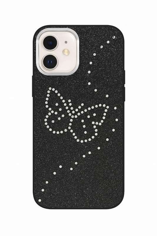 Image of ZR014 for iPhone 11 Back Case Cover | Diamond Butterfly Sparkel Design Slim Fit | Camera Protection | Shockproof TPU Case - Black