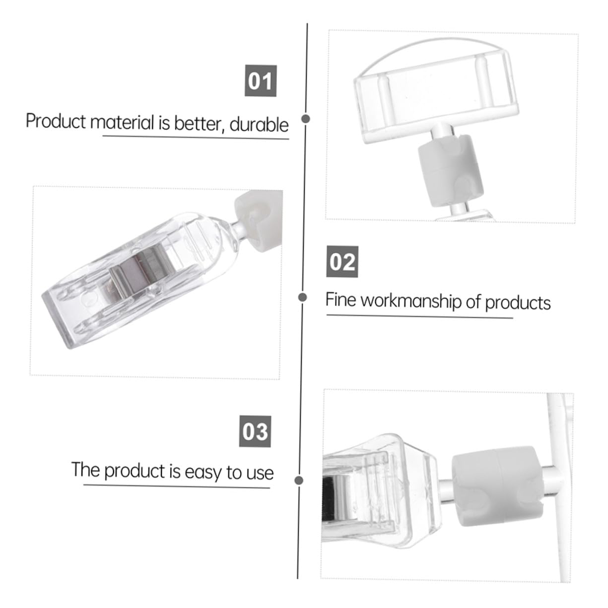 Pince à Étiquette de Prix Rotative en Acrylique Transparent 7 Pièces Support de Bureau Double Clip pour Affichage Supermarché Commerce de Détail
