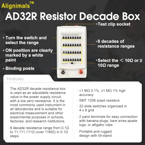ad32r v12 resistor decade box1 to 11m1 accuracy 8 decades resistance range