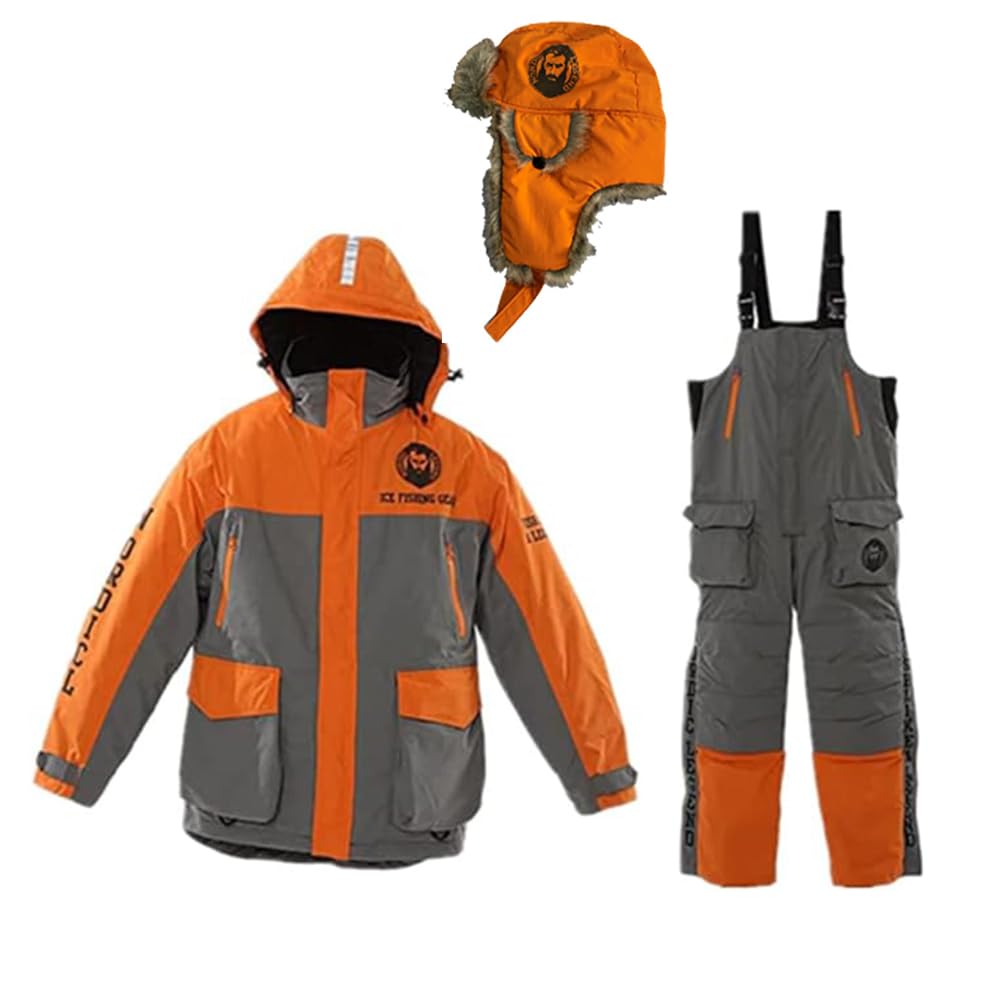 Ice Fishing Suit Insulated Bibs Jacket And Hat Waterproof Gear