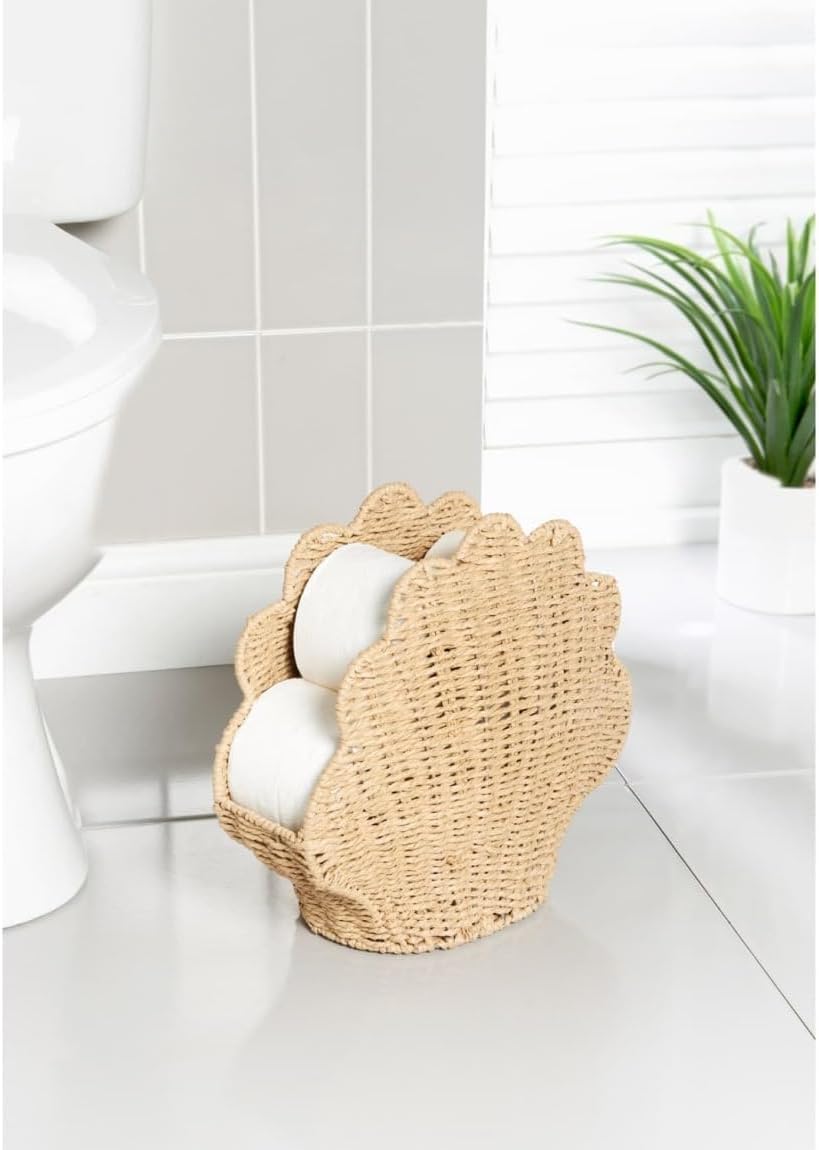 Nouveau Porte-rouleau de papier toilette en coquillage, rangement décoratif pour salle de bain, design inspiré du littoral, organisateur unique pour papier toilette, contient jusqu'à 7 rouleaux