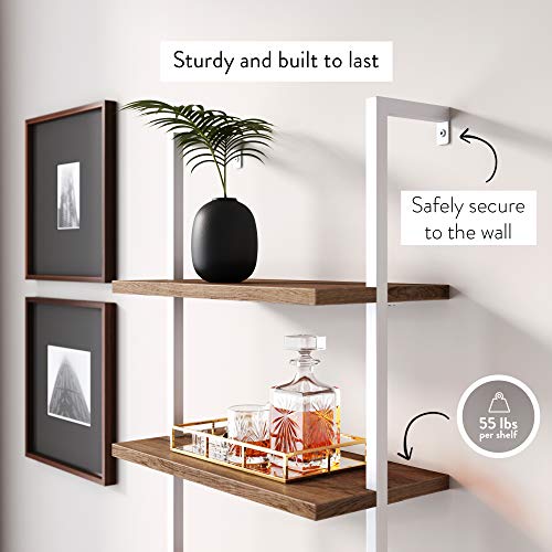 Nathan James Theo Industrial Bookshelf With Wood Drawers And Matte Steel Frame, 3-Shelf, Oak/White #TOP4