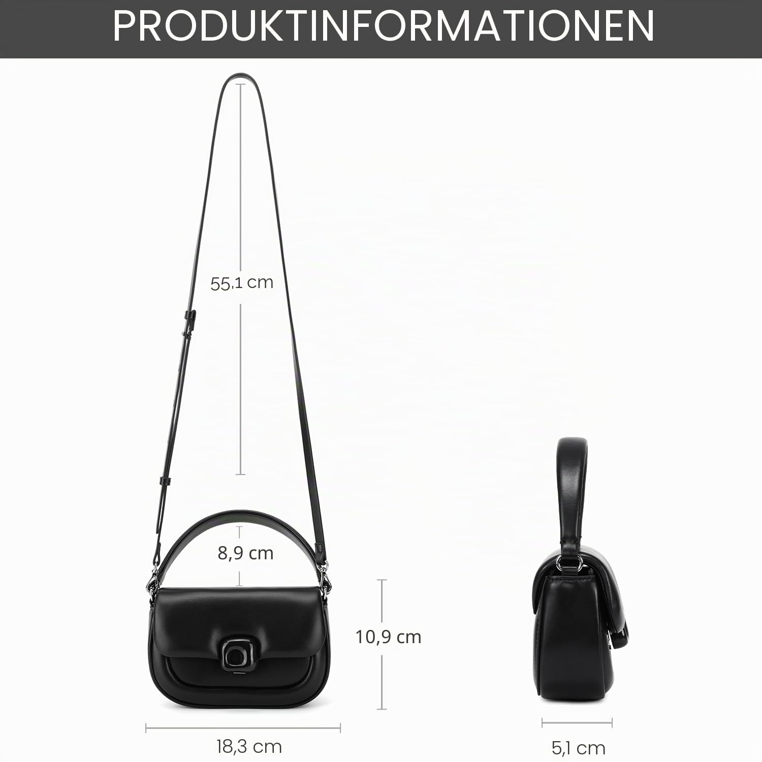 LA FESTIN Süße Mini Handtasche aus Leder für Mädchen & Damen, Umhängetasche mit Edelsteinverzierung, Elegante leder Shopper Tasche für täglichen Einsatz, Schule, Dating