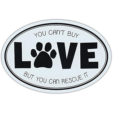 Oval Car Magnet - Can't Buy Love, But Can Rescue It - Rescue Dogs Magnetic Bumper Sticker Cover