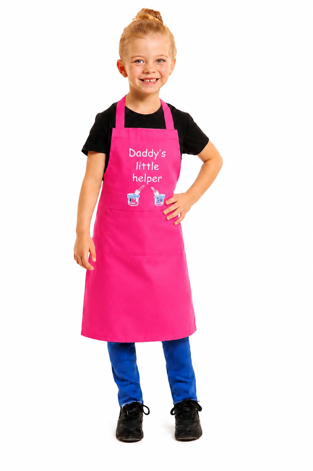 Tesmark Daddy's Little Helper Apron for Kids Ideal for Cooking Baking Painting Pottery Drawing Culinary Kitchen and Craft Activities Perfect for Junior Artists and Chefs (Fuchsia Pink)