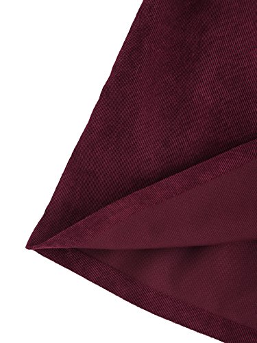 Romwe Women's Straps A-Line Corduroy Pinafore Bib Pocket Overall Dress Burgundy S #TOP5