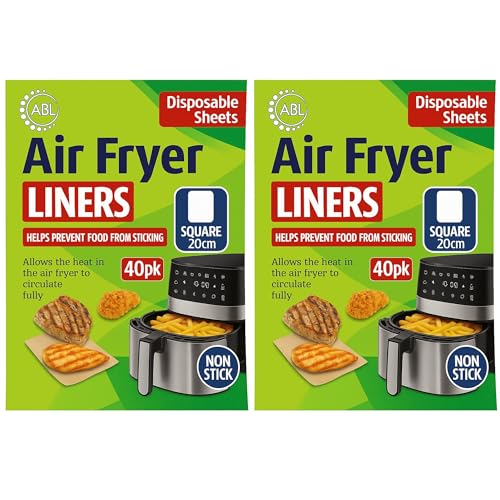 Forros de papel desechables para freidora de aire, antiadherentes, a prueba de aceite, 80 unidades, cuadrados, compatibles con freidora de aire Ninja, Tefal, Russell Hobbs