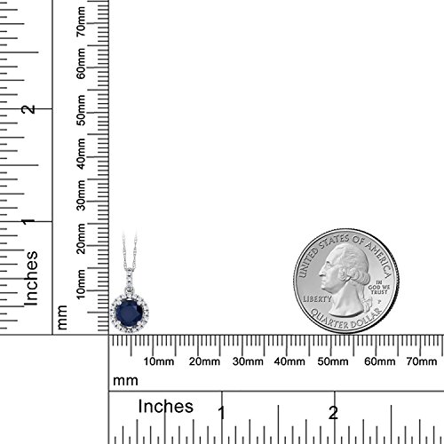 Gem Stone King 14K White Gold Blue Sapphire and Diamond Pendant Necklace For Women (1.17 Cttw, Round Cut 6MM, Gemstone Birthstone, with 18 Inch Chain)4