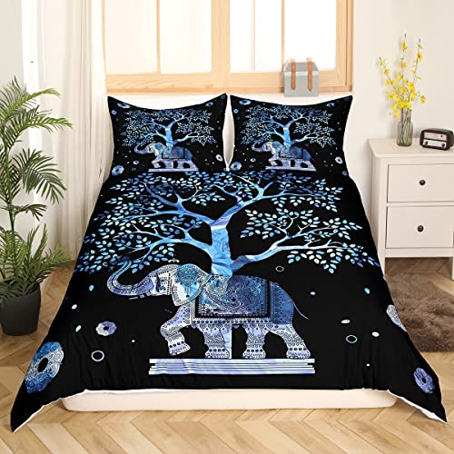 Housse de couette animal bleu et style boho exotique lit double - 4
