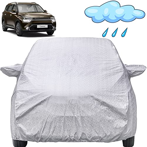 Image of Carens Waterproof Car Cover with Mirror Pockets, Shinning Silver Design, Non Woven Fabric,Triple Stitched, Compatible with Kia Carens Car Cover (2022 to 2024), Carens Car Accessories