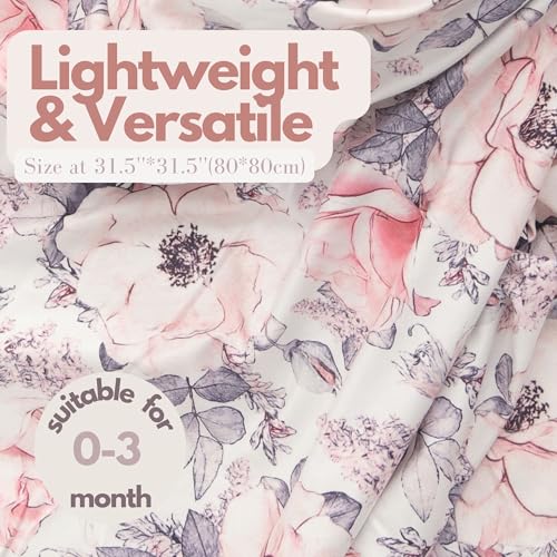 Image of Newborn Baby Girl Receiving Blanket Swaddle Blanket Stretchy Knit Swaddle Set with Matching Headband and Beanie (Ink Pink)