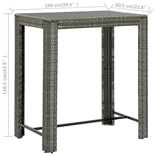 Table de bar haute Tomostar en résine tressée grise pour optimiser les petits balcons - 3