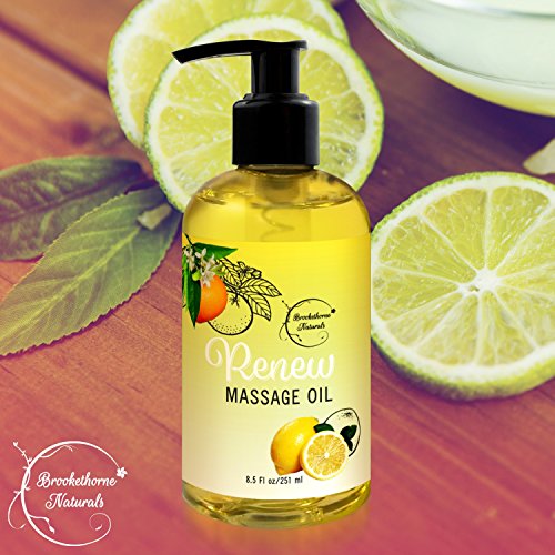 Renew Massage Oil with Orange, Lemon & Peppermint Essential Oils - Great for Massage Therapy or Home use. Ideal for Full Body – with Almond, Grapeseed & Jojoba Oils – By Brookethorne Naturals - Thumbnail 6