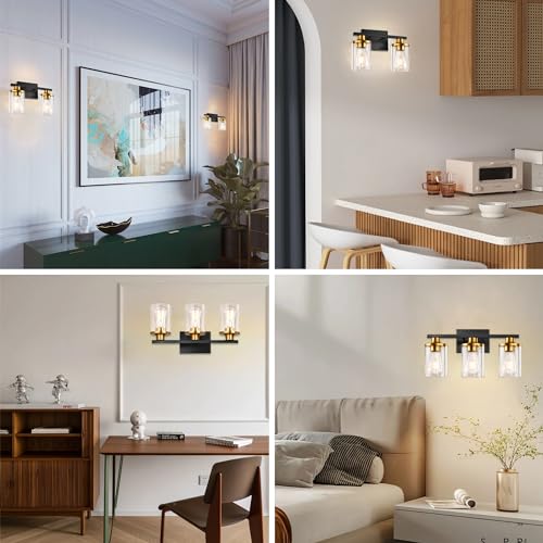 GROWER 2 Lights Bathroom Light Fixtures, Black and Gold Vanity Light - image 8