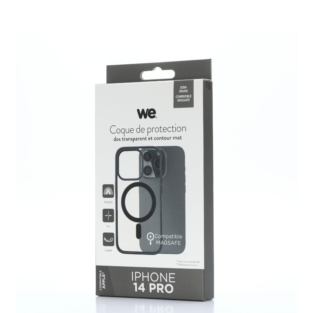 WE Custodia protettiva trasparente a 4 angoli rinforzati, antiurto, ultra resistente, semirigida, compatibile con iPhone 14 Pro