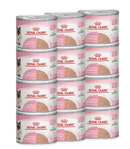 Royal Canin Mother & Babycat Mousse | 12 x 195 g | Alleinfuttermittel für Katzen | Speziell für die Mutterkatze und ihre Welpen | Zur Unterstützung der körpereigenen Abwehrkräfte