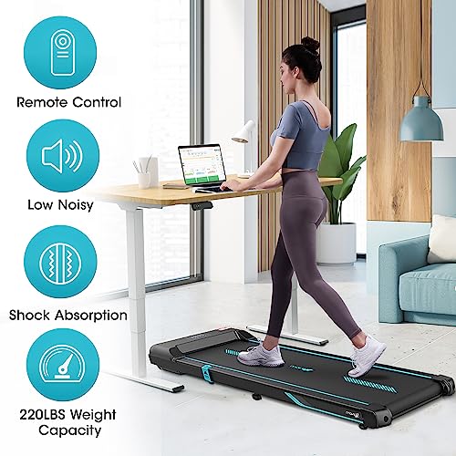 Image of Under Desk Treadmill, 3HP Walking Pad Treadmill Under Desk 2 in 1 with Remote Control, Treadmills for Home Exercise, Walking Running Jogging Machine, LED Display, Free Installation