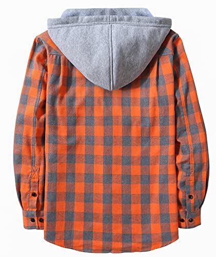 SCODI Mens Flannel Hoodie Shirt Casual Button Down Plaid Jacket Shirts Stylish Long Sleeve Shirts with Pocket3