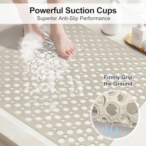 EIVINJE Non Slip Shower Mat: 27"x27" Square Shower Mats for Inside Shower, Soft TPE Anti Slip Shower Stall Mats, No Odor, Quick Drying Stand Up Shower Mats for Floor, Bathroom, Home, Kitchen,Hotel — view 2