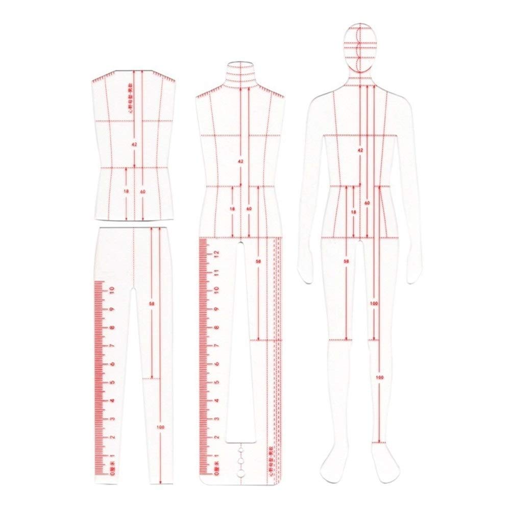 Curva Francesa Dinámica Humana de Acrílico de 3 Piezas Para Hombres Regla de Plantilla de Moda Ropa de Reglas de Clasificación de Patrones Medición de Herramientas de Costura Artesanales reglas de co
