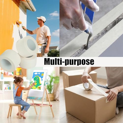 Image of Masking Tape 3 Inch, White Masking Tape, 3 Inches X 55 Yards X 6 Roll. | For General Purpose, Such Like Draft, Label, Mask, etc. 330 Yards Total.
