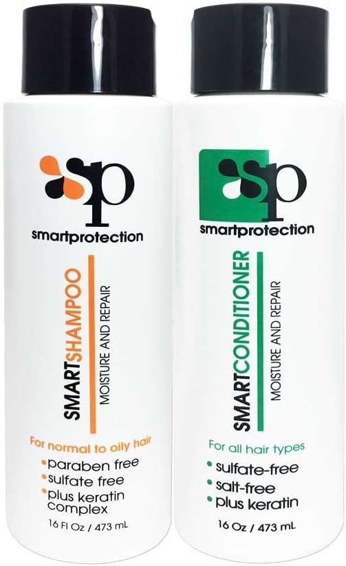Moisture Shampoo and Conditioner Sulfate & Paraben Free 16oz for Keratin Treated Hair by Smart Protection