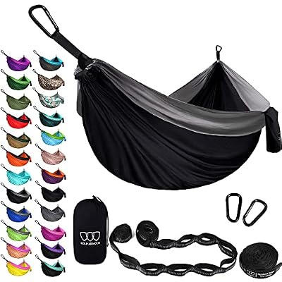 Gold Armour Camping Hammock - XL Double Hammock Portable Hammock Camping Accessories Gear for Outdoor Indoor with Tree Straps, USA Based Brand