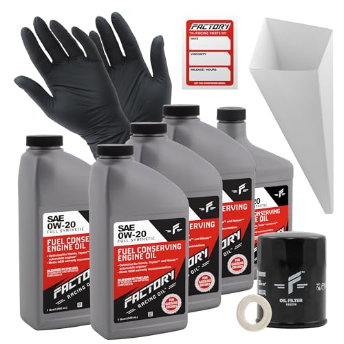 Factory Racing Parts 0W-20 Full Synthetic 4.5 Quart Oil Change Kit compatible with Honda Accord, Civic CR-V, Acura ILX MDX RDX TLX