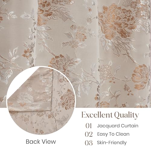 Image of FRESH FROM LOOM Room Darkening Door Curtains 12 Feet Long,Big Window Curtain Premium Polyester Rod Pocket Weaved Parda,Modern Parde for Living Room Bedroom,Home Office Jacquard Screens(Beige,12ft,1pc)